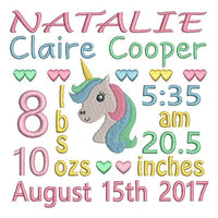 Baby birth announcement template machine embroidery design by sweetstitchdesign.com