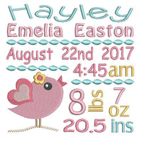 Baby birth announcement template machine embroidery design by sweetstitchdesign.com