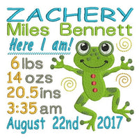 Baby birth announcement -custom embroidery design by sweetstitchdesign.com