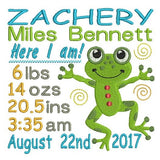 Baby birth announcement template machine embroidery design by sweetstitchdesign.com