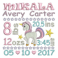 Baby birth announcement template machine embroidery design by sweetstitchdesign.com