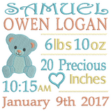 Baby birth announcement template machine embroidery design by sweetstitchdesign.com