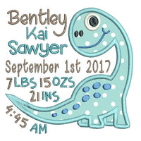 Baby birth announcement -custom embroidery design by sweetstitchdesign.com