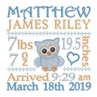 Baby birth announcement template machine embroidery design by sweetstitchdesign.com