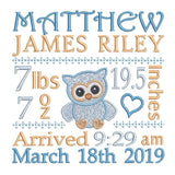 Baby birth announcement template machine embroidery design by sweetstitchdesign.com