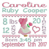 Baby birth announcement template machine embroidery design by sweetstitchdesign.com