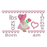 Baby birth announcement template machine embroidery design by sweetstitchdesign.com