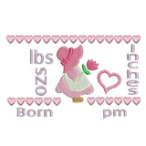 Baby birth announcement template machine embroidery design by sweetstitchdesign.com