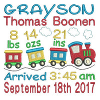 Baby birth announcement -custom embroidery design by sweetstitchdesign.com