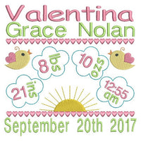 Baby birth announcement template machine embroidery design by sweetstitchdesign.com