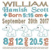 Baby birth announcement template machine embroidery design by sweetstitchdesign.com