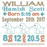 Baby birth announcement template machine embroidery design by sweetstitchdesign.com