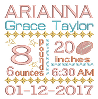 Baby birth announcement template machine embroidery design by sweetstitchdesign.com