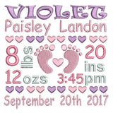 Baby birth announcement template machine embroidery design by sweetstitchdesign.com