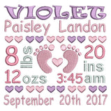 Baby birth announcement template machine embroidery design by sweetstitchdesign.com