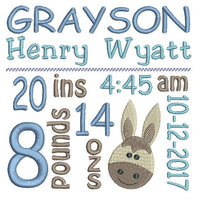 Baby birth announcement template machine embroidery design by sweetstitchdesign.com