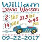 Baby birth announcement -custom embroidery design by sweetstitchdesign.com