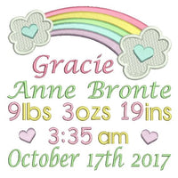 Baby birth announcement -custom embroidery design by sweetstitchdesign.com