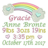 Baby birth announcement -custom embroidery design by sweetstitchdesign.com