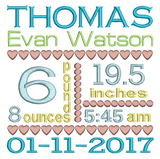 Baby birth announcement template machine embroidery design by sweetstitchdesign.com