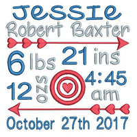 Baby birth announcement -custom embroidery design by sweetstitchdesign.com