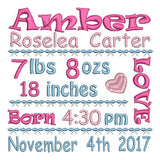 Baby birth announcement template machine embroidery design by sweetstitchdesign.com