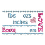 Baby birth announcement template machine embroidery design by sweetstitchdesign.com