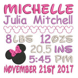 Baby birth announcement template machine embroidery design by sweetstitchdesign.com