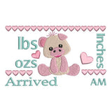 Baby birth announcement template machine embroidery design by sweetstitchdesign.com