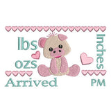 Baby birth announcement template machine embroidery design by sweetstitchdesign.com