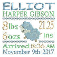 Baby birth announcement template machine embroidery design by sweetstitchdesign.com