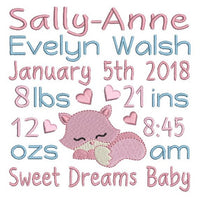 Baby birth announcement template machine embroidery design by sweetstitchdesign.com