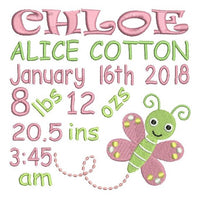 Baby birth announcement template machine embroidery design by sweetstitchdesign.com