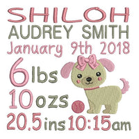 Baby birth announcement template machine embroidery design by sweetstitchdesign.com