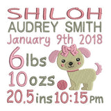 Baby birth announcement -custom embroidery design by sweetstitchdesign.com