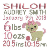 Baby birth announcement template machine embroidery design by sweetstitchdesign.com