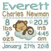 Baby birth announcement template machine embroidery design by sweetstitchdesign.com