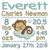 Baby birth announcement -custom embroidery design by sweetstitchdesign.com
