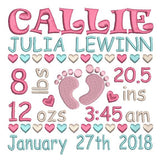 Baby birth announcement template machine embroidery design by sweetstitchdesign.com