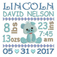 Baby birth announcement template machine embroidery design by sweetstitchdesign.com