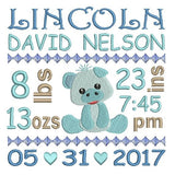 Baby birth announcement template machine embroidery design by sweetstitchdesign.com