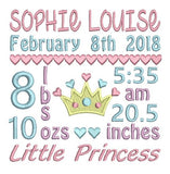 Baby birth announcement template machine embroidery design by sweetstitchdesign.com