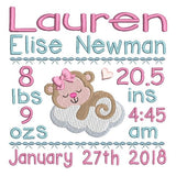 Baby birth announcement template machine embroidery design by sweetstitchdesign.com