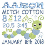 Baby birth announcement template machine embroidery design by sweetstitchdesign.com