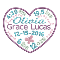 Baby birth announcement -custom embroidery design by sweetstitchdesign.com