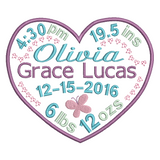 Baby birth announcement -custom embroidery design by sweetstitchdesign.com
