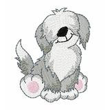 Sheepdog puppy fill stitch machine embroidery design by sweetstitchdesign.com