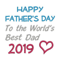 Happy Father's Day machine embroidery design by sweetstitchdesign.com