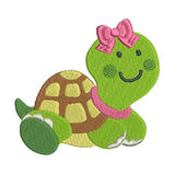 Cute girl turtle machine embroidery design by sweetstitchdesign.com