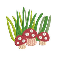 Mini fill stitch mushrooms machine embroidery design by sweetstitchdesign.com